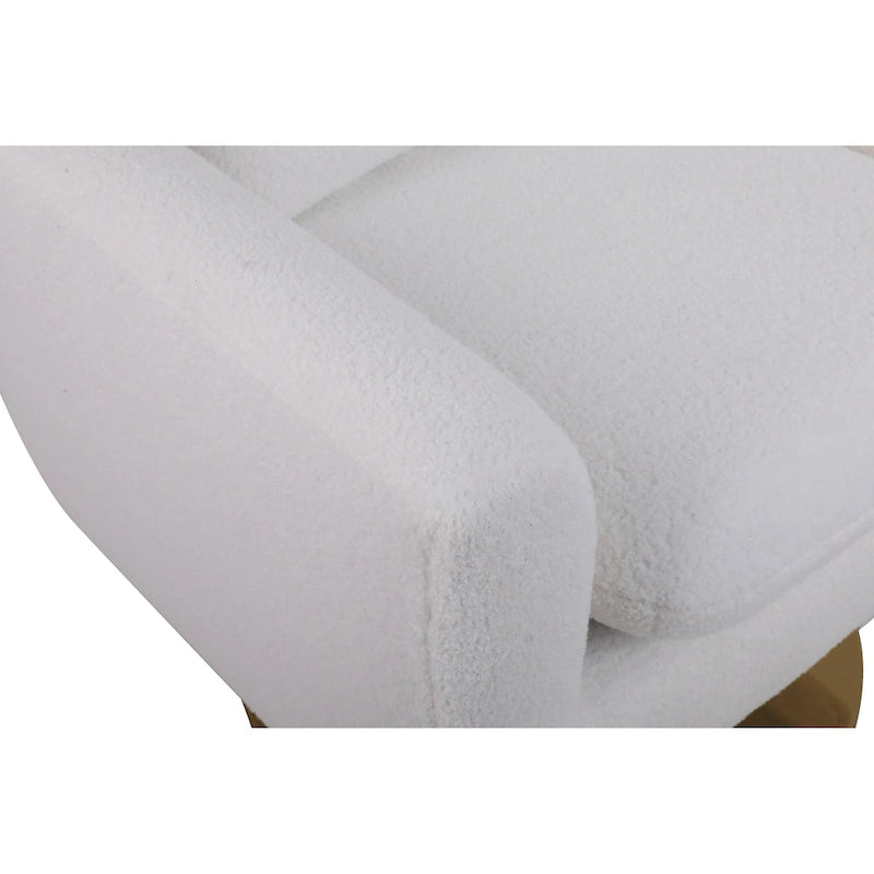 White 29.9  Upholstered 360 Swivel Accent Chair with Iron Base