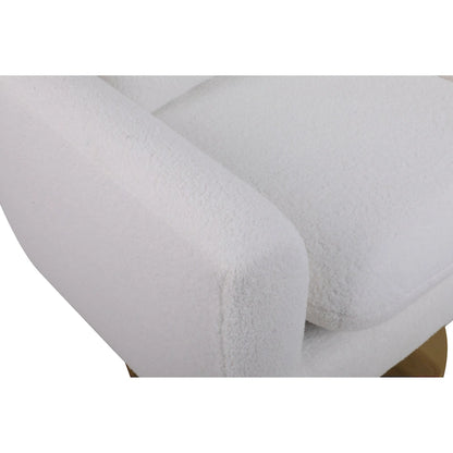 White 29.9  Upholstered 360 Swivel Accent Chair with Iron Base