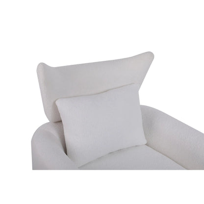 White 29.9  Upholstered 360 Swivel Accent Chair with Iron Base