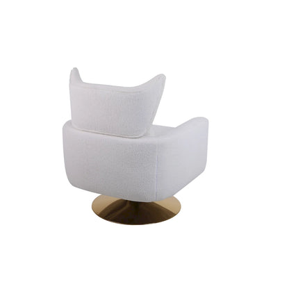 White 29.9  Upholstered 360 Swivel Accent Chair with Iron Base