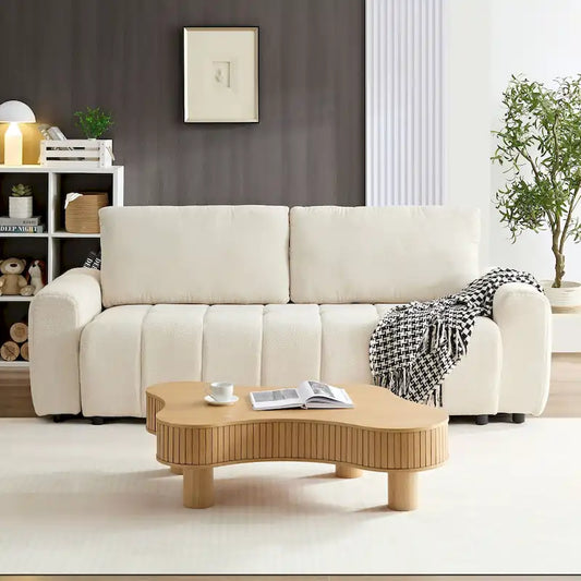 94.49  Sleeper Sofa Bed - 2-in-1 Pull-Out Couch with Storage Chaise, Cream Style for Living Room and Guest Room