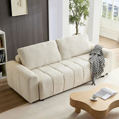 94.49  Sleeper Sofa Bed - 2-in-1 Pull-Out Couch with Storage Chaise, Cream Style for Living Room and Guest Room