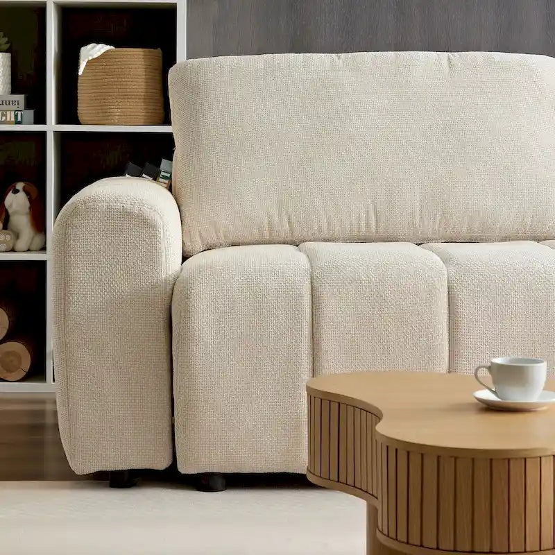 94.49  Sleeper Sofa Bed - 2-in-1 Pull-Out Couch with Storage Chaise, Cream Style for Living Room and Guest Room