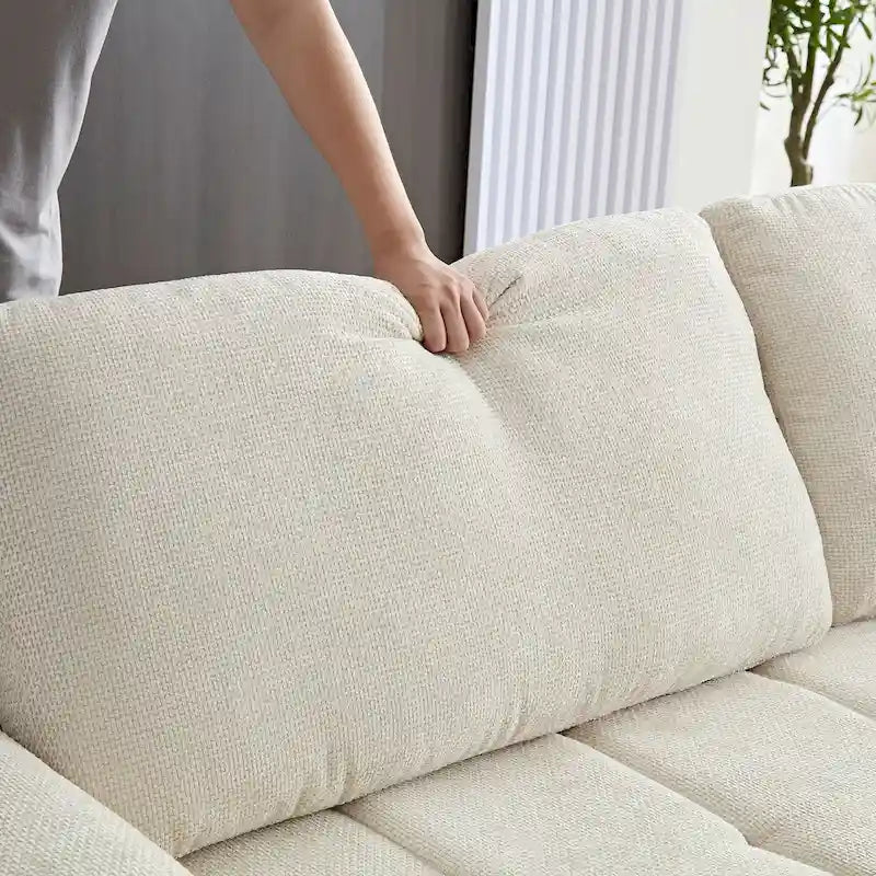 94.49  Sleeper Sofa Bed - 2-in-1 Pull-Out Couch with Storage Chaise, Cream Style for Living Room and Guest Room