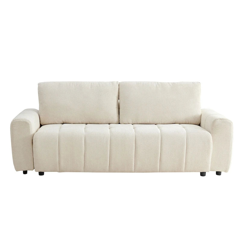 94.49  Sleeper Sofa Bed - 2-in-1 Pull-Out Couch with Storage Chaise, Cream Style for Living Room and Guest Room