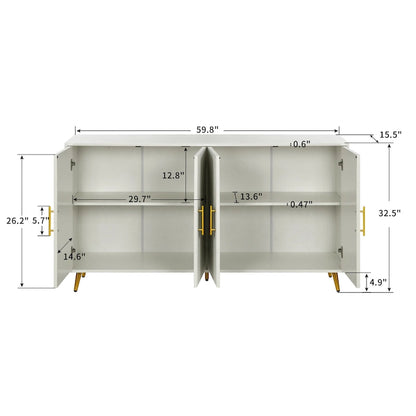 60 TV Stand with Antique Handles, Storage & Adjustable Shelves
