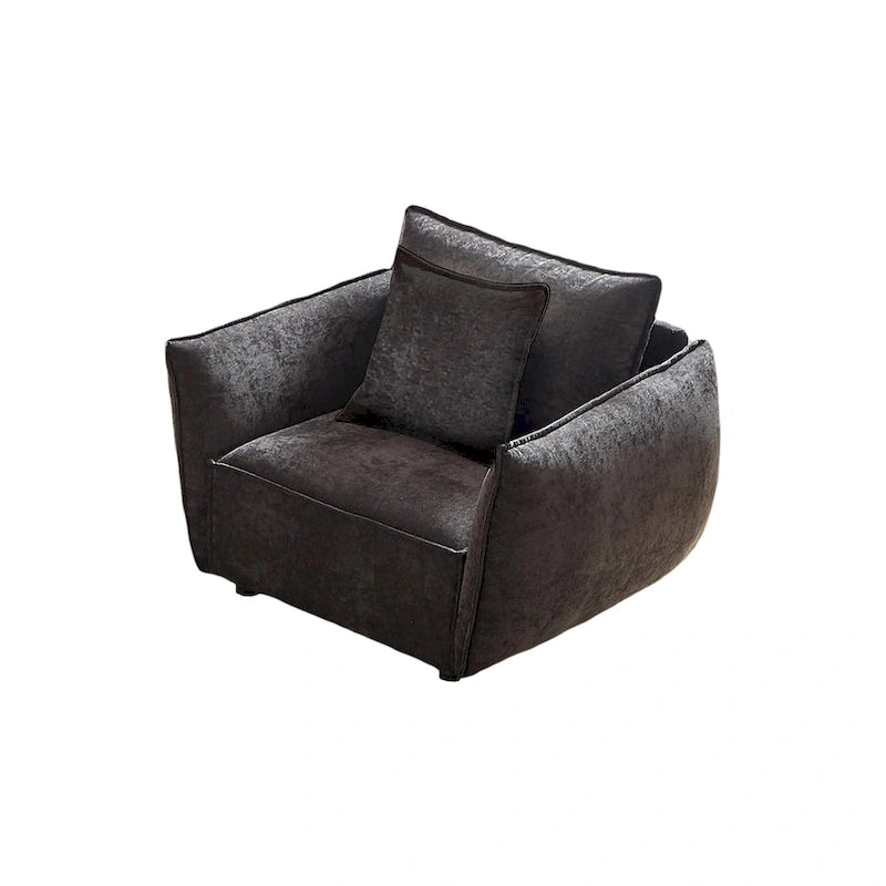 Black Upholstered Arm Chair with Pillows - Single Seat