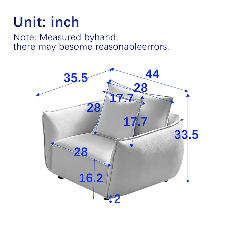 Black Upholstered Arm Chair with Pillows - Single Seat