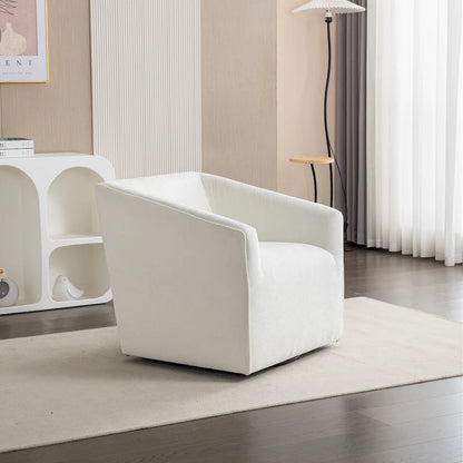 31 Chenille Upholstered Barrel Arm Chair with Swivel Base