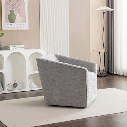 31 Chenille Upholstered Barrel Arm Chair with Swivel Base