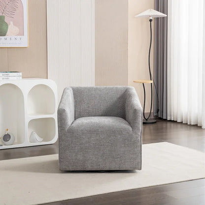 31 Chenille Upholstered Barrel Arm Chair with Swivel Base