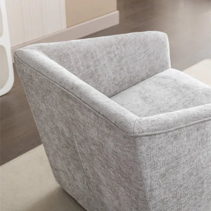 31 Chenille Upholstered Barrel Arm Chair with Swivel Base