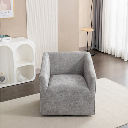 31 Chenille Upholstered Barrel Arm Chair with Swivel Base