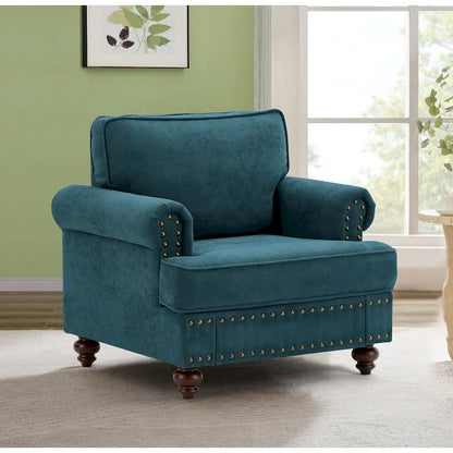 37.2  Chenille Upholstered Accent Chair with Nailheads