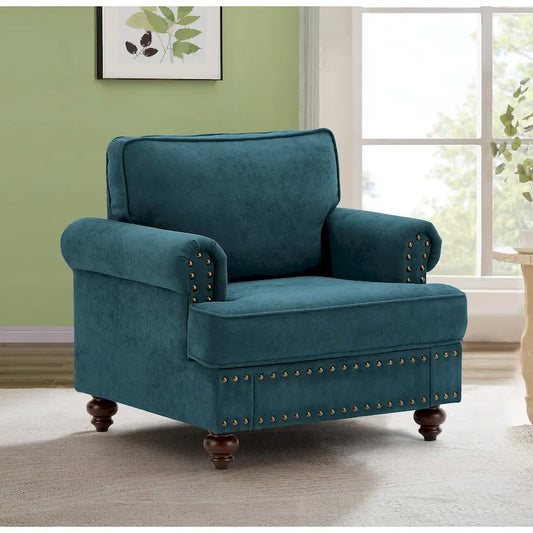37.2  Chenille Upholstered Accent Chair with Nailheads
