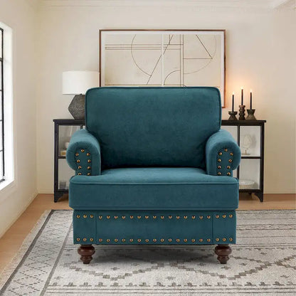 37.2  Chenille Upholstered Accent Chair with Nailheads