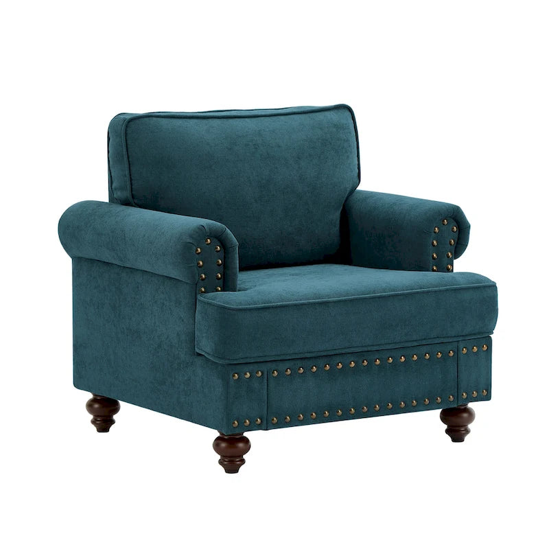37.2  Chenille Upholstered Accent Chair with Nailheads