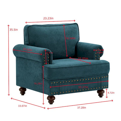 37.2  Chenille Upholstered Accent Chair with Nailheads