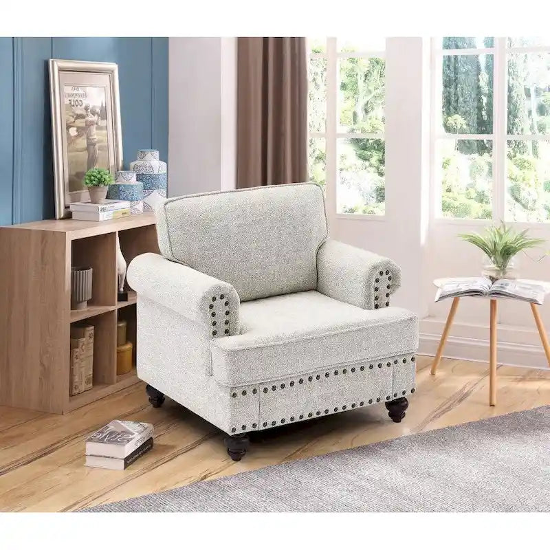 37.2  Chenille Upholstered Accent Chair with Nailheads
