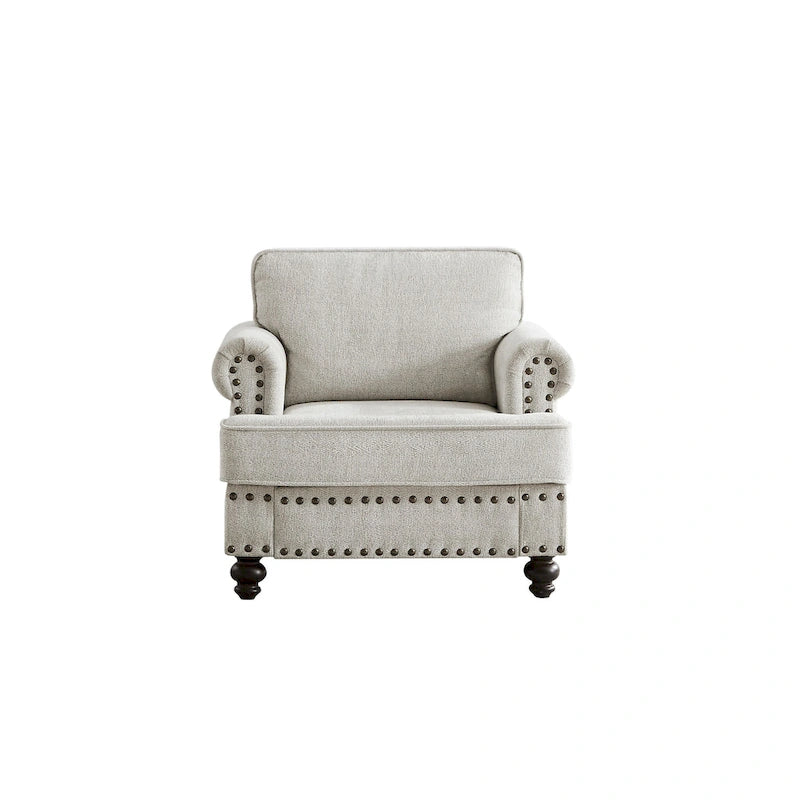 37.2  Chenille Upholstered Accent Chair with Nailheads