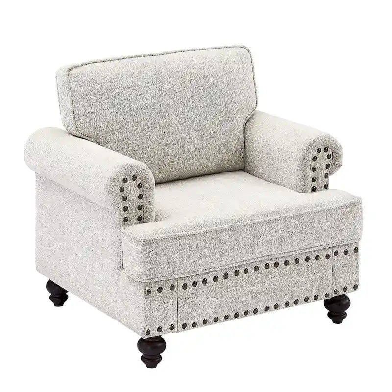 37.2  Chenille Upholstered Accent Chair with Nailheads