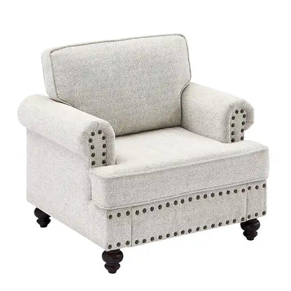 37.2  Chenille Upholstered Accent Chair with Nailheads