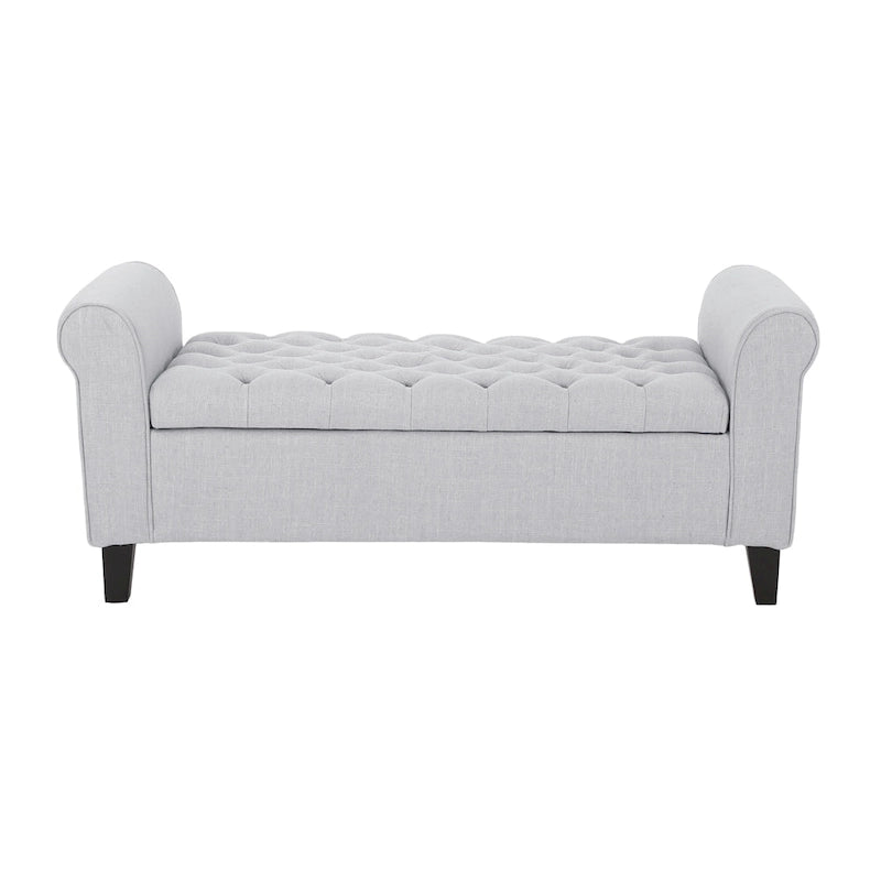 Upholstered Storage Bench with Arms and Concealed Compartment