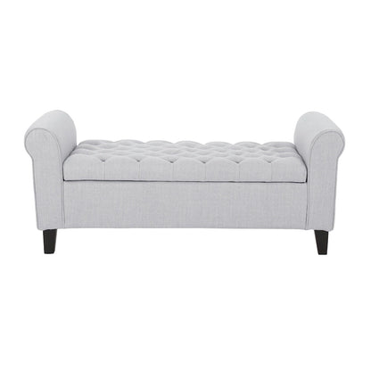 Upholstered Storage Bench with Arms and Concealed Compartment