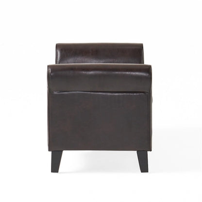 Upholstered Storage Bench with Arms and Concealed Compartment