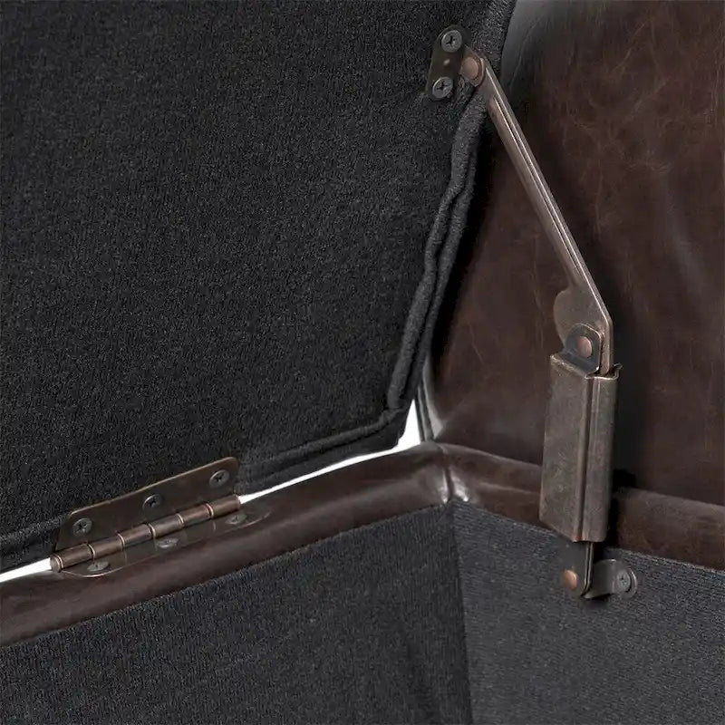 Upholstered Storage Bench with Arms and Concealed Compartment