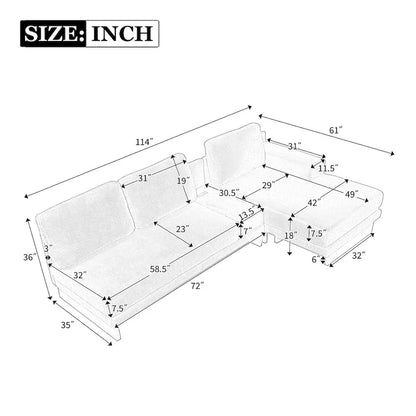 L-shaped Sofa Sectional Sofa with Two USB Ports