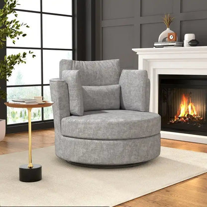 Chenille Swivel 34.7  Wide Soft Modern Upholstered Accent Chair