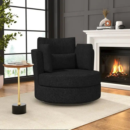 Chenille Swivel 34.7  Wide Soft Modern Upholstered Accent Chair