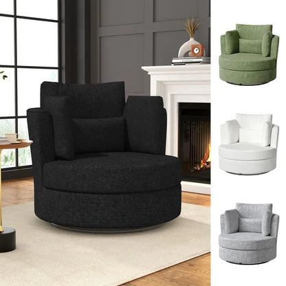 Chenille Swivel 34.7  Wide Soft Modern Upholstered Accent Chair