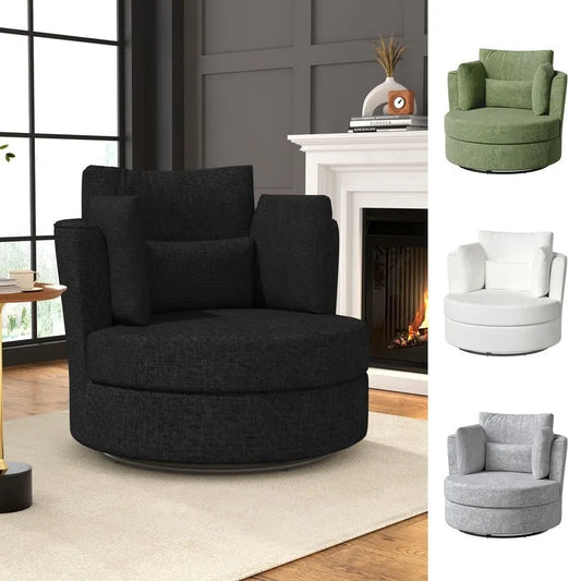 Chenille Swivel 34.7  Wide Soft Modern Upholstered Accent Chair