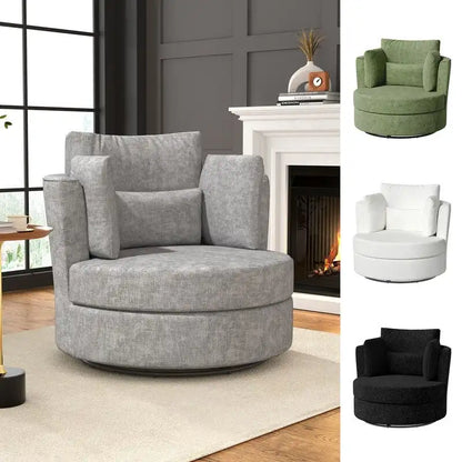 Chenille Swivel 34.7  Wide Soft Modern Upholstered Accent Chair