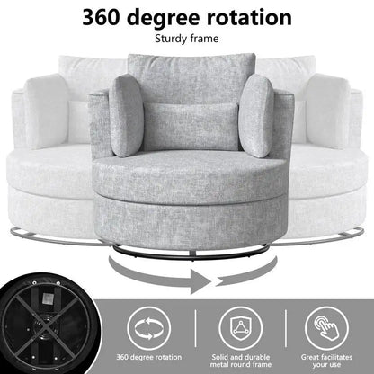 Chenille Swivel 34.7  Wide Soft Modern Upholstered Accent Chair