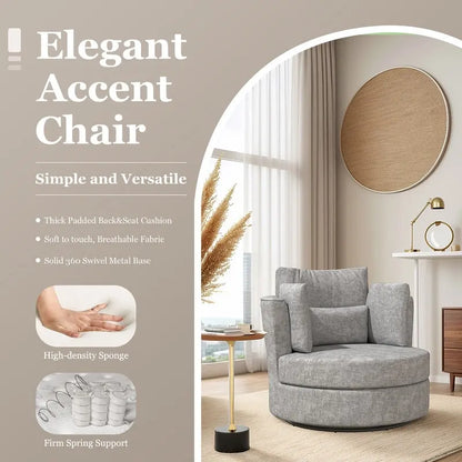Chenille Swivel 34.7  Wide Soft Modern Upholstered Accent Chair
