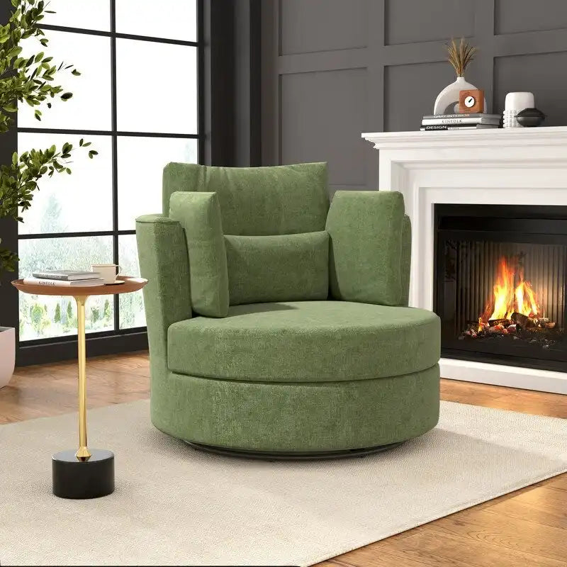 Chenille Swivel 34.7  Wide Soft Modern Upholstered Accent Chair