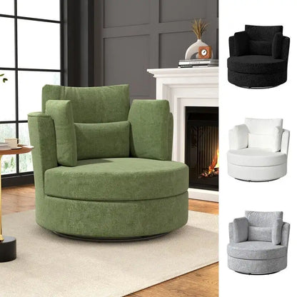 Chenille Swivel 34.7  Wide Soft Modern Upholstered Accent Chair