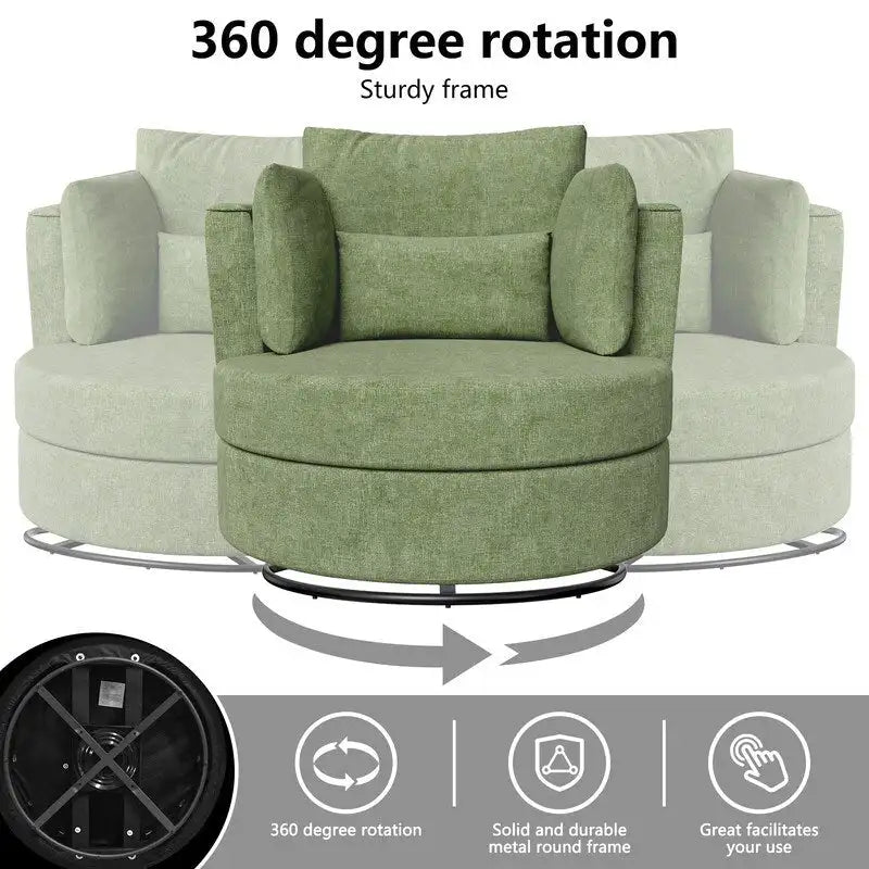 Chenille Swivel 34.7  Wide Soft Modern Upholstered Accent Chair
