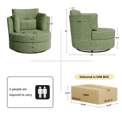Chenille Swivel 34.7  Wide Soft Modern Upholstered Accent Chair