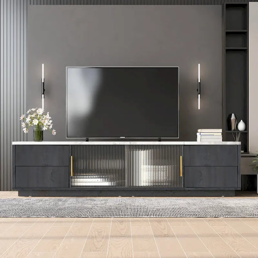 Modern TV Stand for 70  TV with 4 Drawers, Media Console Table, Entertainment Center with Large Storage Cabinet