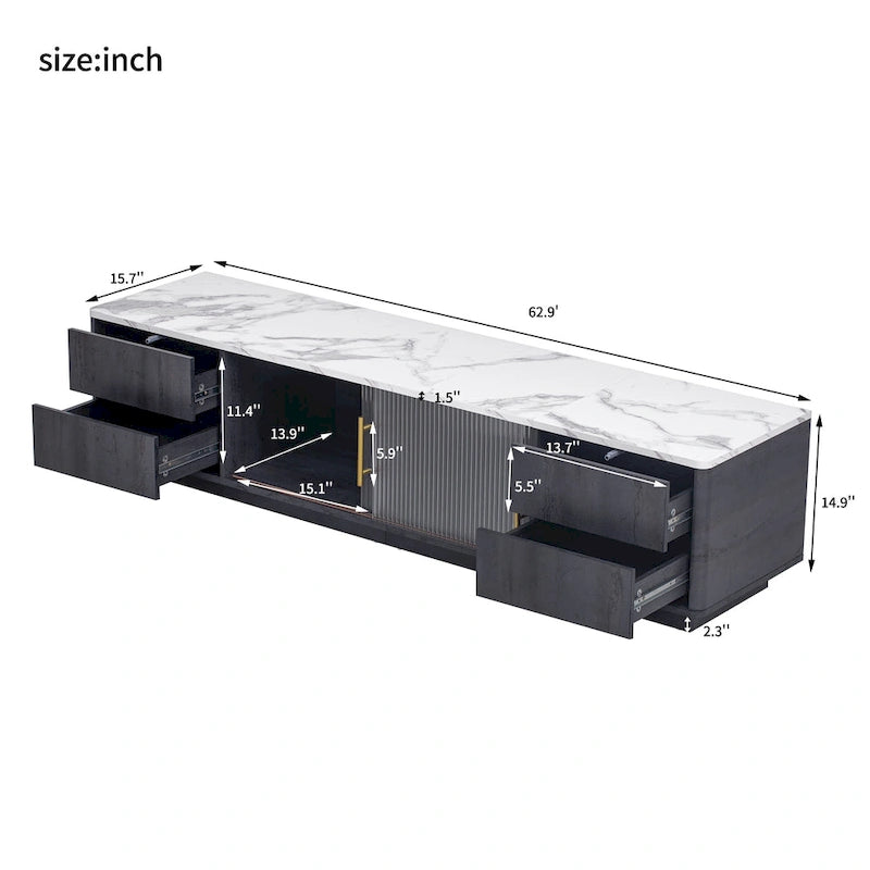 Modern TV Stand for 70  TV with 4 Drawers, Media Console Table, Entertainment Center with Large Storage Cabinet