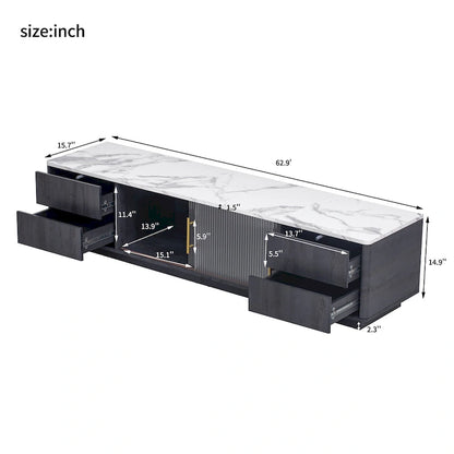 Modern TV Stand for 70  TV with 4 Drawers, Media Console Table, Entertainment Center with Large Storage Cabinet