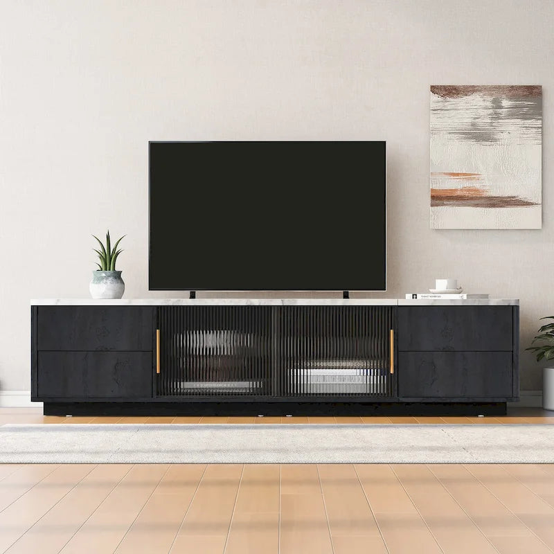 Modern TV Stand for 70  TV with 4 Drawers, Media Console Table, Entertainment Center with Large Storage Cabinet