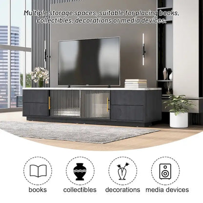 Modern TV Stand for 70  TV with 4 Drawers, Media Console Table, Entertainment Center with Large Storage Cabinet