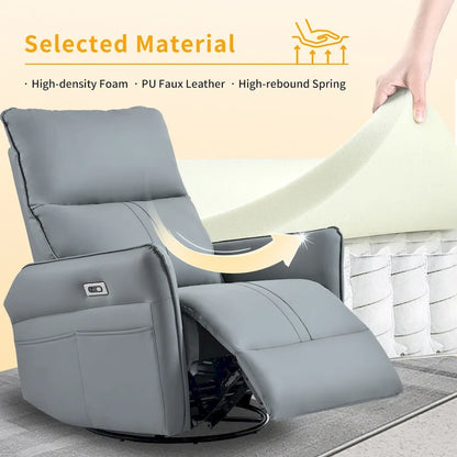 Power Swivel Rocker Recliner Chair for Adults, 270 Swivel Rocking Recliner Chair,Electric Small Recliners, for Living Room
