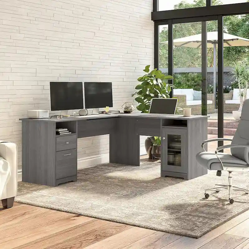 Cabot 72W L Shaped Computer Desk with Storage by Bush Furniture