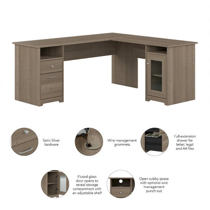 Cabot 72W L Shaped Computer Desk with Storage by Bush Furniture